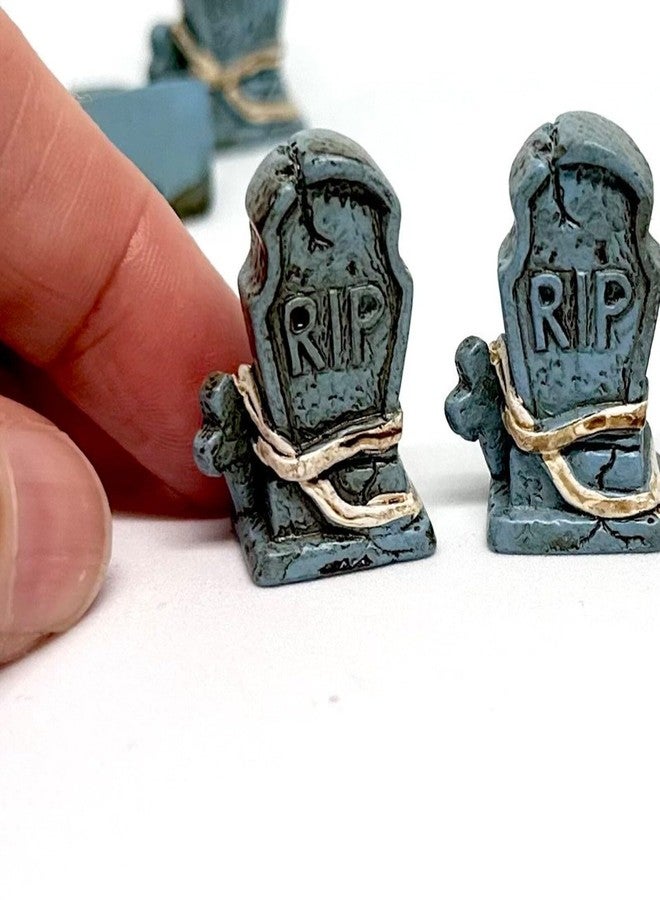 RillyRellow Miniature Gravestone, Miniature Halloween Gravestone, Miniature Tombstones, Tiny Resin Gravestones, for Dollhouse Halloween, Graveyard Markers, Tombstone Ornament, Fairy Garden, Diorama (5PCS) - Image 2